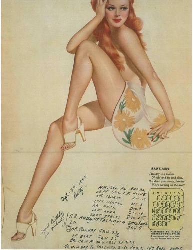 Pin-up Calendar – 1945, Annotated with an airman’s diary by Alberto Vargas [PDF] [Download]